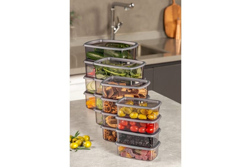 Oppbevaringsbokssett (16 deler) Rasalas16 Antrasitt - Antrasitt - Oppbevaring - Oppbevaring til småting - Oppbevaringskasse - Plastkurv & plastboks