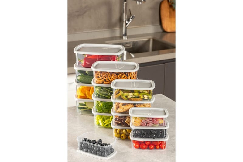 Oppbevaringsbokssett (16 deler) Rasalas16 Grå - Grå - Oppbevaring - Oppbevaring til småting - Oppbevaringskasse - Plastkurv & plastboks