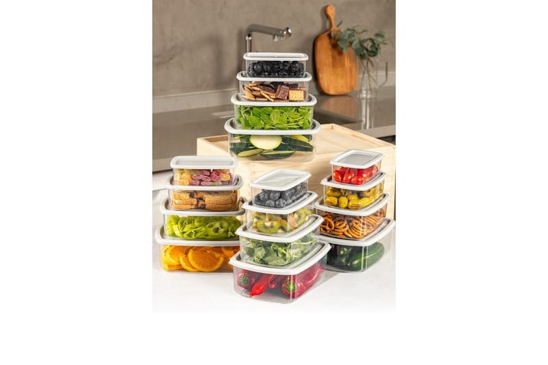 Oppbevaringsbokssett (16 deler) Rasalas16 Grå - Grå - Oppbevaring - Oppbevaring til småting - Oppbevaringskasse - Plastkurv & plastboks