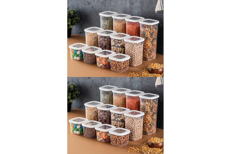 Oppbevaringsbokssett (24 deler) Syril Hvit - Hvit - Oppbevaring - Oppbevaring til småting - Oppbevaringskasse - Plastkurv & plastboks