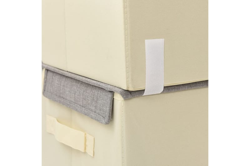 Stablebare oppbevaringsbokser 4 stk stoff grå og kremhvit - Grå - Oppbevaringskasse
