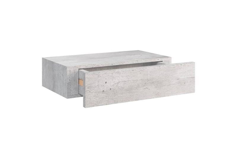 Veggmontert skuffehylle betonggrå 40x23,5x10 cm MDF - Grå - Oppbevaringskasse