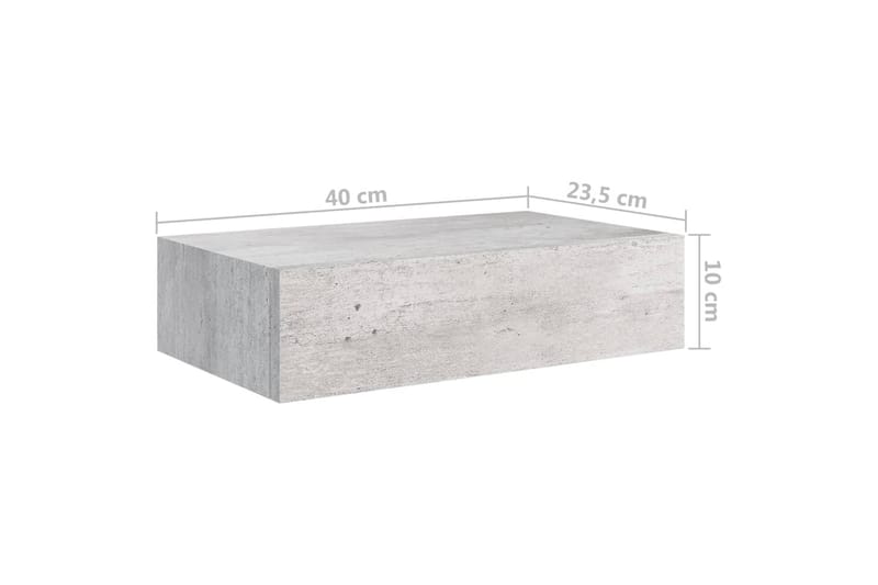 Veggmontert skuffehylle betonggrå 40x23,5x10 cm MDF - Grå - Oppbevaringskasse