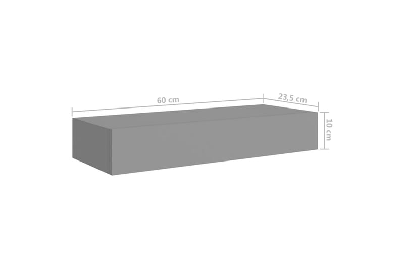 Veggmontert skuffehylle grå 60x23,5x10 cm MDF - Grå - Oppbevaringskasse
