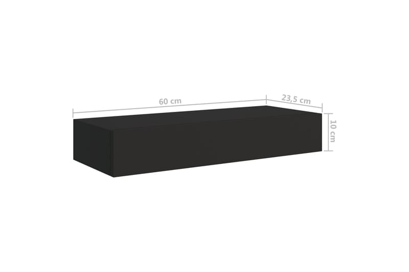 Veggmontert skuffehylle svart 60x23,5x10 cm MDF - Svart - Oppbevaringskasse