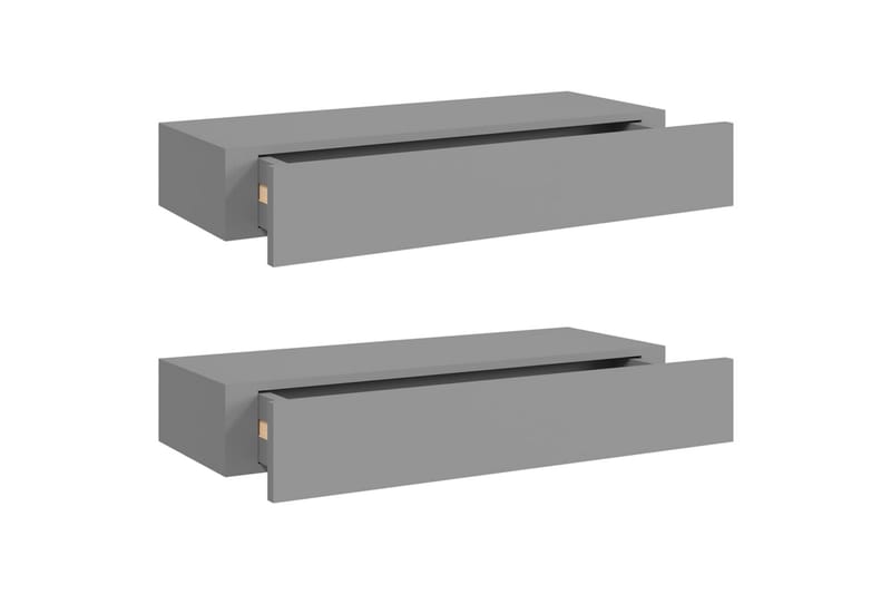 Veggmonterte skuffehyller 2 stk grå 60x23,5x10 cm MDF - Grå - Oppbevaringskasse