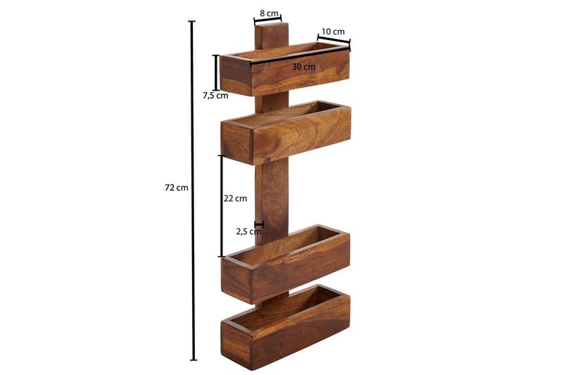 Avisstativ Wohnling massivt tre veggmontering, landlig stil Rosentre - Rosentre - Oppbevaring - Oppbevaring til småting - Oppbevaringsstativ - Avisstativ