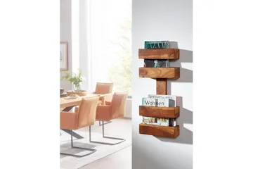 Avisstativ Wohnling massivt tre veggmontering, landlig stil Rosentre - Rosentre - Oppbevaring - Oppbevaring til småting - Oppbevaringsstativ - Avisstativ