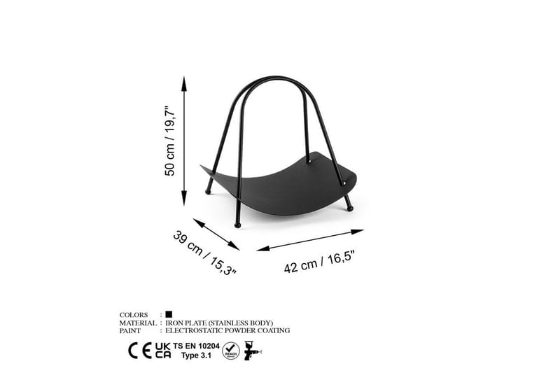 Dekorativt metalltilbehør Mirven Svart - Svart - Oppbevaring - Oppbevaring til småting - Oppbevaringsstativ - Vedstativ & vedhylle