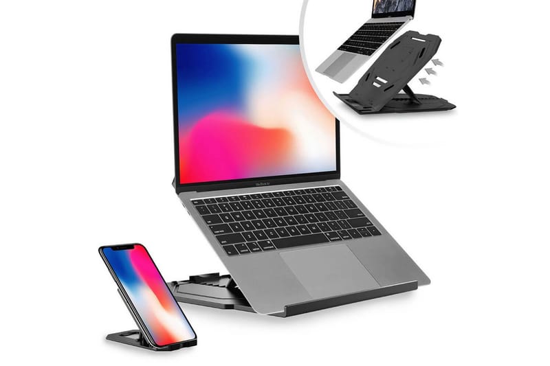 Laptopstativ Desire2 2-i-1 360 Roterbar Svart - Svart - Oppbevaring - Oppbevaring til småting - Oppbevaringsstativ - Bærbardatastativ