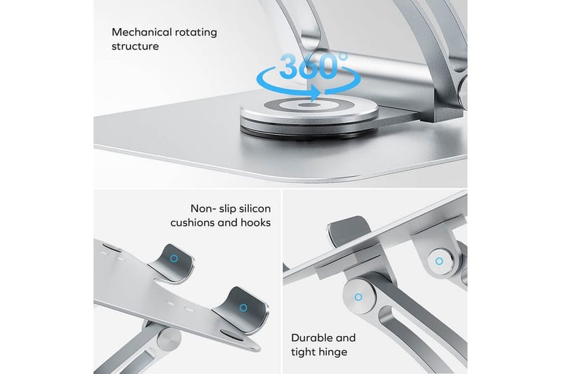 Laptopstativ Desire2 Supreme Dual Pivot Plus Silver - Sølv - Oppbevaring - Oppbevaring til småting - Oppbevaringsstativ - Bærbardatastativ