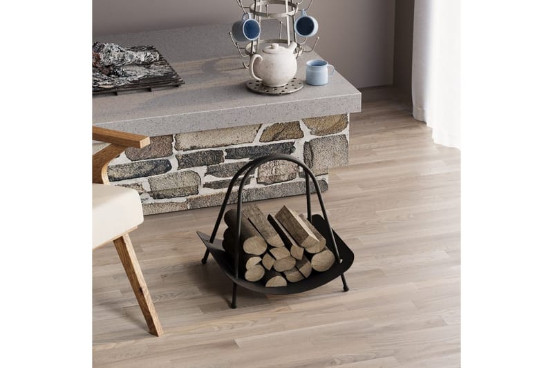 Mirven Vedstativ 42 cm - Svart - Oppbevaring - Oppbevaring til småting - Oppbevaringsstativ - Vedstativ & vedhylle