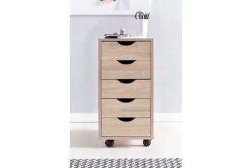 Rullecontainer Wohnling 5 skuffer foliert sponplate med hjul, moderne stil Sonoma - Sonoma - Oppbevaring - Oppbevaringsmøbler - Kommode - Skuffeseksjon