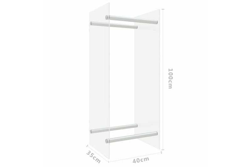 Vedstativ gjennomsiktig 40x35x100 cm herdet glass - Vedstativ & vedhylle