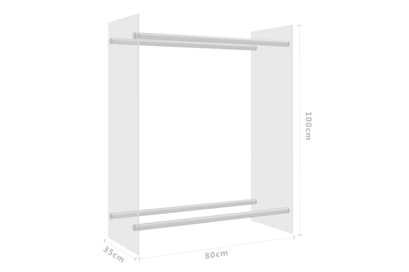 Vedstativ gjennomsiktig 80x35x100 cm herdet glass - Vedstativ & vedhylle