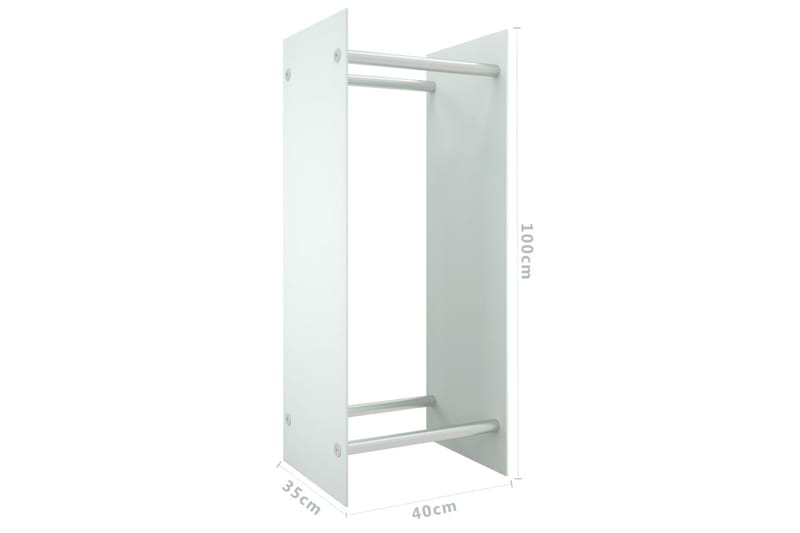 Vedstativ hvit 40x35x100 cm herdet glass - Vedstativ & vedhylle