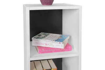 Stående hylle Wohnling melaminbelagt sponplate med lagringsplass, moderne stil Hvit, svart - Hvit, svart - Oppbevaring - Oppbevaring til småting - Vegghengt oppbevaring