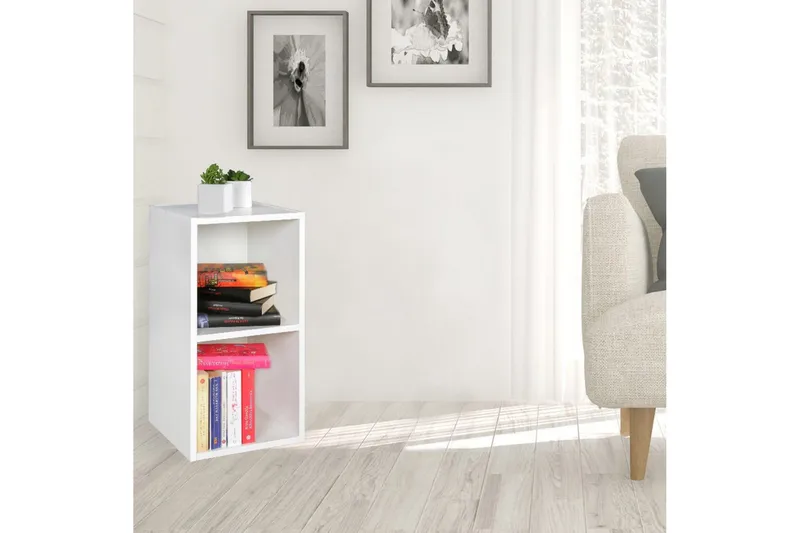 Stående hylle Wohnling melaminbelagt sponplate med lagringsplass, moderne stil Hvit - Hvit - Oppbevaring - Oppbevaring til småting - Vegghengt oppbevaring