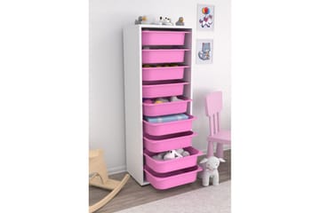 Stribor Oppbevaringsbokser 45,5 cm - Hvit/Rosa - Oppbevaring - Oppbevaring til småting - Oppbevaringskasse