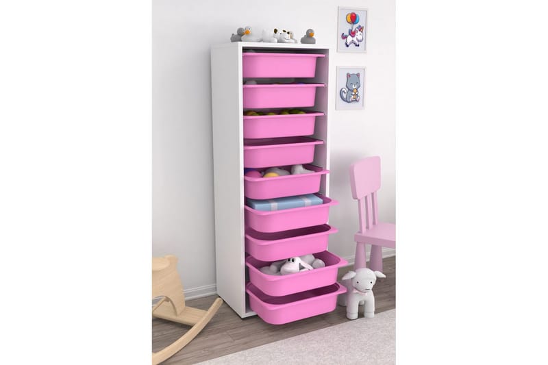 Stribor Oppbevaringsbokser 45,5 cm - Hvit/Rosa - Oppbevaring - Oppbevaring til småting - Oppbevaringskasse