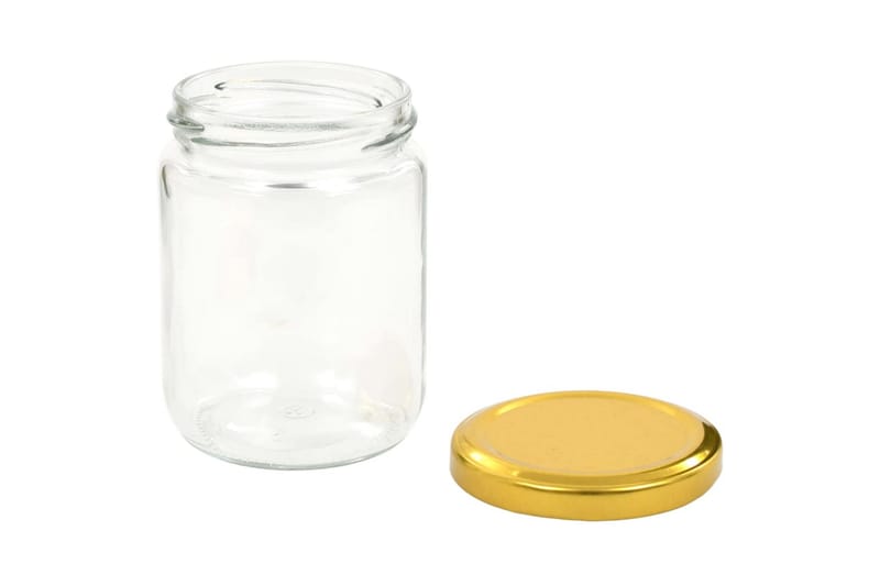 Syltetøyglass med gult lokk 96 stk 230 ml - Oppbevaring til småting - Oppbevaringsboks - Bokser & syltetøyglass