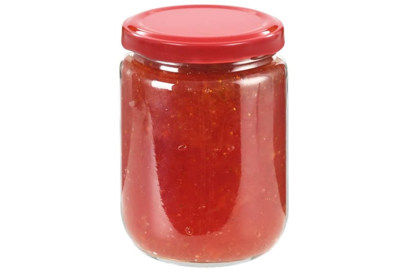Syltetøyglass med røde lokk 48 stk 230 ml - Oppbevaring til småting - Oppbevaringsboks - Bokser & syltetøyglass