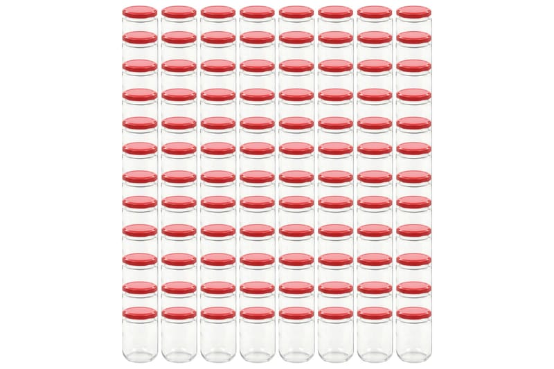 Syltetøyglass med røde lokk 96 stk 230 ml - Oppbevaring til småting - Oppbevaringsboks - Bokser & syltetøyglass
