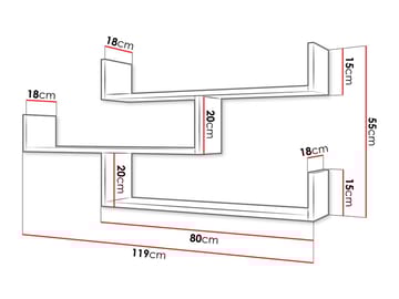 Triorana Vegghylle 119 cm - beige - Oppbevaring - Oppbevaring til småting - Vegghengt oppbevaring