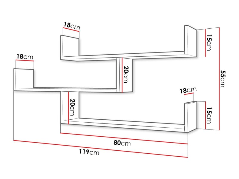 Triorana Vegghylle 119 cm - beige - Oppbevaring - Oppbevaring til småting - Vegghengt oppbevaring