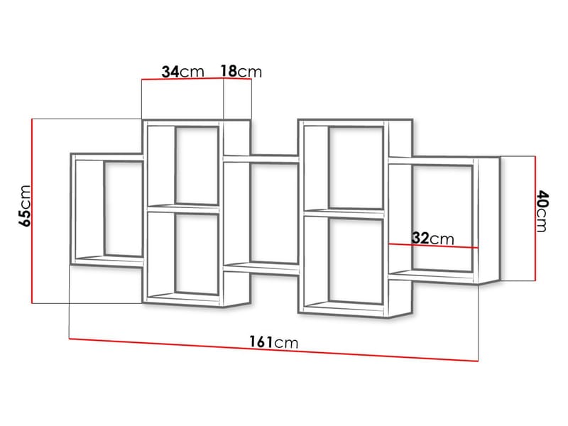Triorana Vegghylle 161 cm - beige - Oppbevaring - Oppbevaring til småting - Vegghengt oppbevaring