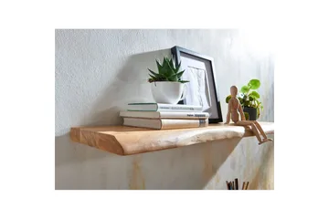 Tv-hylla Wohnling Vägghylla Wohnling träkant, massivt trä, flytande hylla, lantlig stil 120x26 cm - Oppbevaring - Hylle - Vegghylle