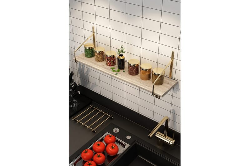 Vegghylle Sorab Gull / Brun - Brun/Gull - Oppbevaring - Oppbevaring til småting - Vegghengt oppbevaring
