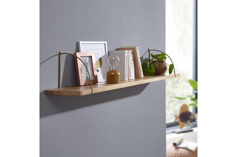 Vegghylle Wohnling massivt tre, metall hylle for oppheng, industriell loftstil 100 cm - 100 cm - Oppbevaring - Oppbevaring til småting - Vegghengt oppbevaring