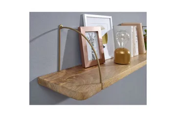 Vegghylle Wohnling massivt tre, metall hylle for oppheng, industriell loftstil 120 cm - 120 cm - Oppbevaring - Oppbevaring til småting - Vegghengt oppbevaring