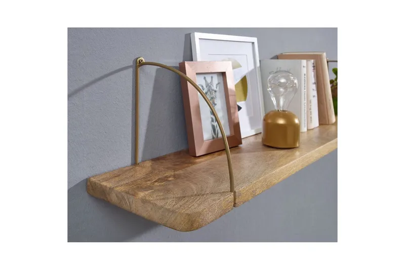 Vegghylle Wohnling massivt tre, metall hylle for oppheng, industriell loftstil 120 cm - 120 cm - Oppbevaring - Oppbevaring til småting - Vegghengt oppbevaring