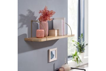 Vegghylle Wohnling massivt tre, metall hylle for oppheng, industriell loftstil 60 cm - 60 cm - Oppbevaring - Oppbevaring til småting - Vegghengt oppbevaring