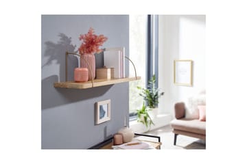 Vegghylle Wohnling massivt tre, metall hylle for oppheng, industriell loftstil 60 cm - 60 cm - Oppbevaring - Oppbevaring til småting - Vegghengt oppbevaring