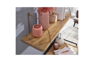 Vegghylle Wohnling massivt tre, metall hylle for oppheng, industriell loftstil 60 cm - 60 cm - Oppbevaring - Oppbevaring til småting - Vegghengt oppbevaring