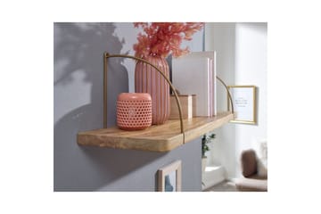 Vegghylle Wohnling massivt tre, metall hylle for oppheng, industriell loftstil 80 cm - 80 cm - Oppbevaring - Oppbevaring til småting - Vegghengt oppbevaring