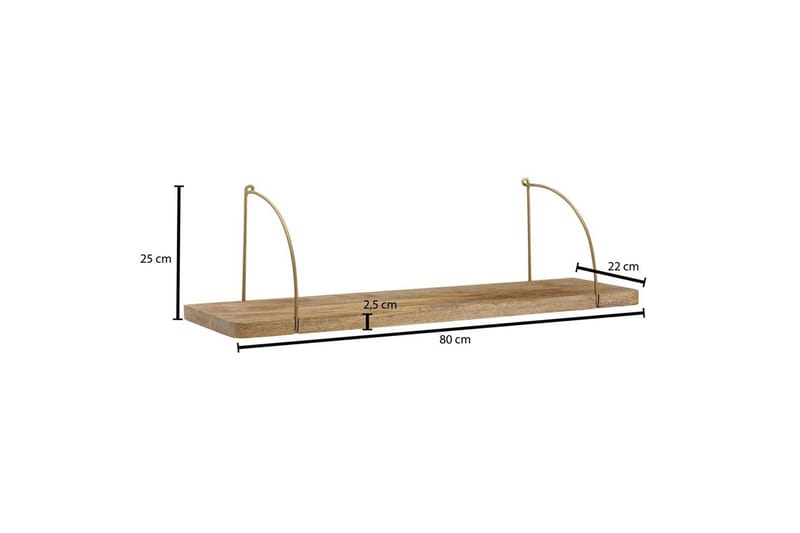 Vegghylle Wohnling massivt tre, metall hylle for oppheng, industriell loftstil 80 cm - 80 cm - Oppbevaring - Oppbevaring til småting - Vegghengt oppbevaring