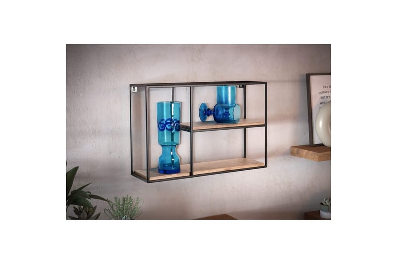 Vegghylle Wohnling Massivt tremetallramme, veggmontert, industriell - Oppbevaring - Oppbevaring til småting - Vegghengt oppbevaring