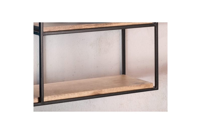 Vegghylle Wohnling Massivt tremetallramme, veggmontert, industriell - Oppbevaring - Oppbevaring til småting - Vegghengt oppbevaring