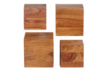 Vegghylle Wohnling Sett med 4 vegghylle i heltre kubeoptikk, veggmontert, moderne - Oppbevaring - Oppbevaring til småting - Vegghengt oppbevaring