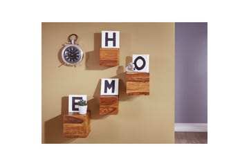 Vegghylle Wohnling Sett med 4 vegghylle i heltre kubeoptikk, veggmontert, moderne - Oppbevaring - Oppbevaring til småting - Vegghengt oppbevaring