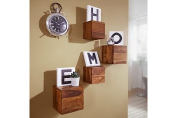 Vegghylle Wohnling Sett med 4 vegghylle i heltre kubeoptikk, veggmontert, moderne - Oppbevaring - Oppbevaring til småting - Vegghengt oppbevaring