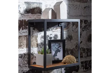 Vegghylle Wohnling Puri heltre metallramme veggmontert industriell - Oppbevaring - Oppbevaring til småting - Vegghengt oppbevaring