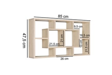 Vegghylle Wohnling PAOLA melaminbelagt MDF, oppbevaringshylle, veggmontert, moderne stil Sonoma - Sonoma - Oppbevaring - Oppbevaring til småting - Vegghengt oppbevaring