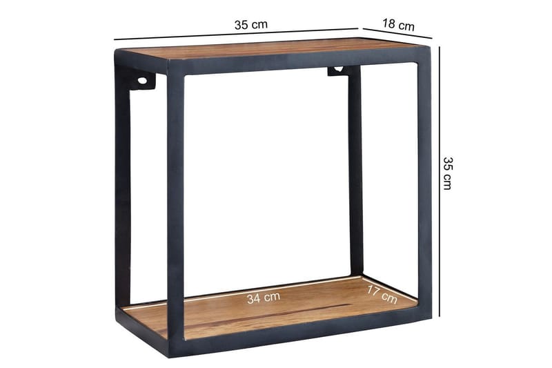 Vegghylle Wohnling Puri heltre metallramme veggmontert industriell - Oppbevaring - Oppbevaring til småting - Vegghengt oppbevaring