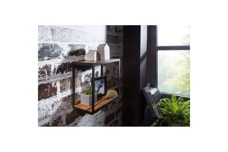 Vegghylle Wohnling Puri heltre metallramme veggmontert industriell - Oppbevaring - Oppbevaring til småting - Vegghengt oppbevaring