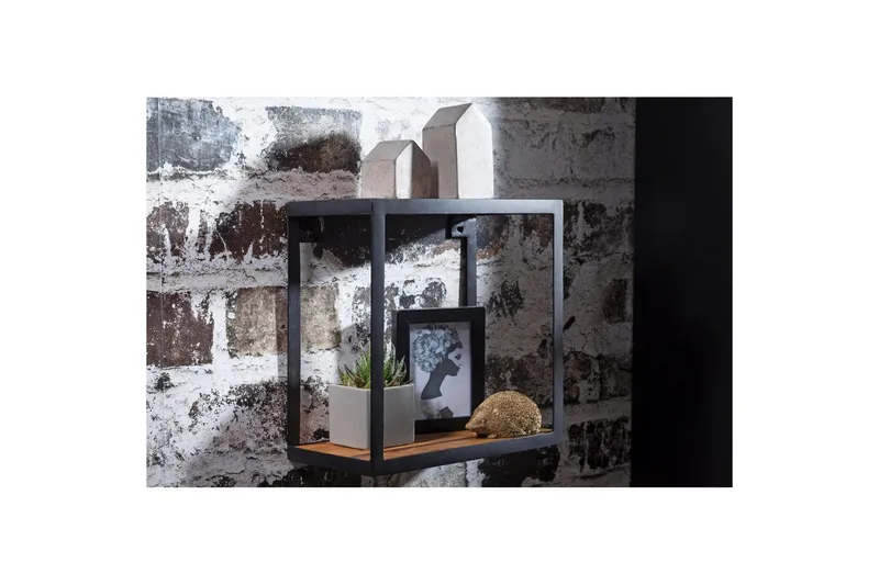 Vegghylle Wohnling Puri heltre metallramme veggmontert industriell - Oppbevaring - Oppbevaring til småting - Vegghengt oppbevaring